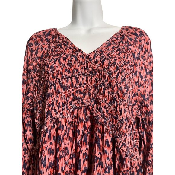 Beachlunchlounge Talia Smocked Long Sleeve Mini Dress or Tunic Size Large Boho - Picture 3 of 10